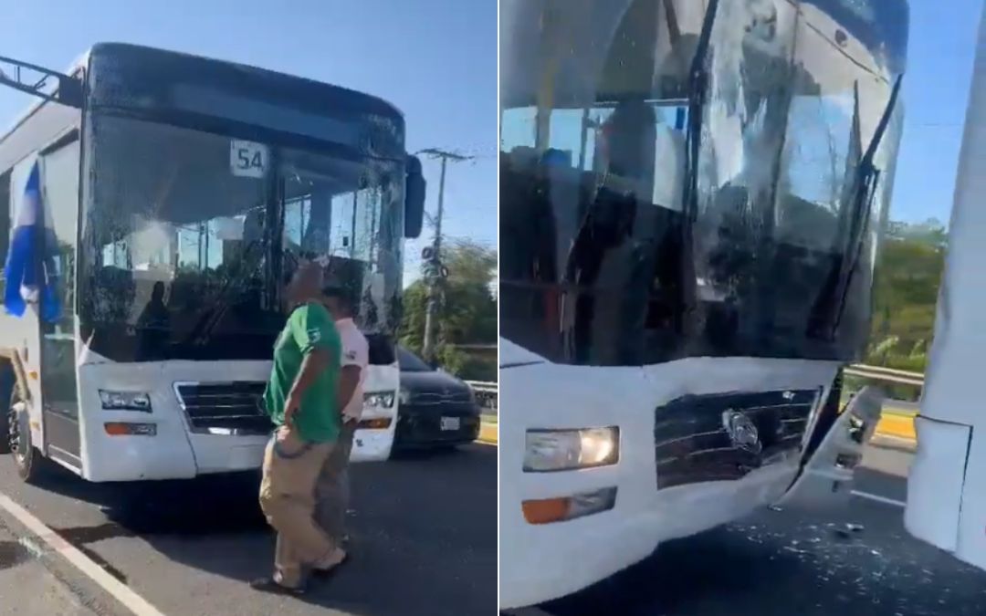 Buses chinos “estrenados” con choque durante la caravana hacia Managua