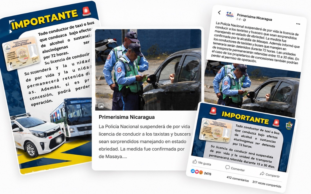 ¿Suspensión de licencia de por vida a conductores ebrios en Nicaragua? Esto es lo que se sabe